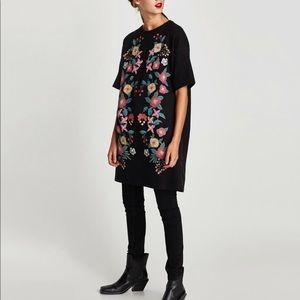 Zara embroidered mini dress.